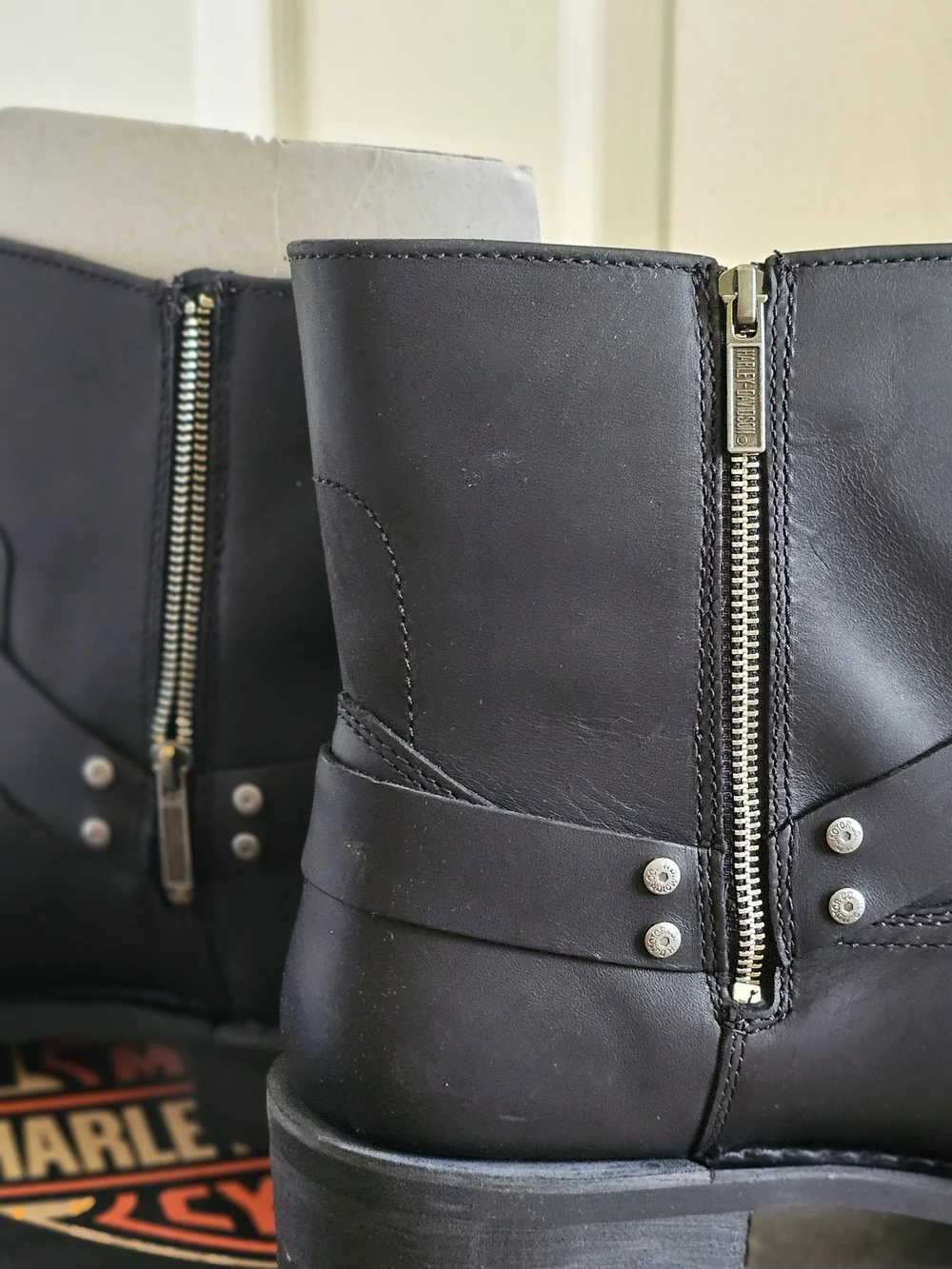 Harley-Davidson El Paso Leather Harness Motorcycle Boots Men's 13 Wide Black D94
